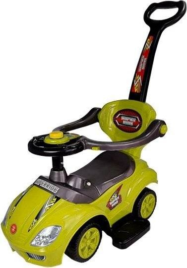 Makinë lodër Lean Sport Mega Car 3‑në‑1, ride on me dorezë për shtyrje, e verdhë