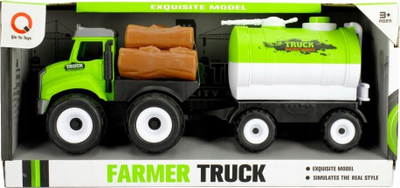 Kamion lodër Qin Yu Toys Farmer Truck, me rimorkio cisternë, për kalamaj 3+, jeshil