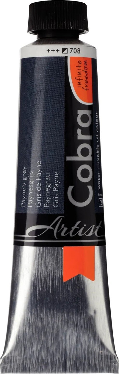 Ngjyrë vaji që përzihet me ujë Cobra Artist, 40 ml, Payne's Grey