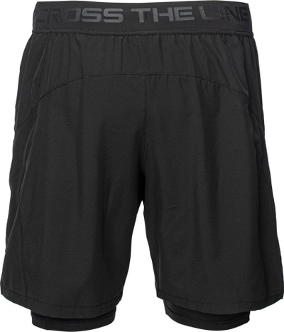 Shorts sportivë WELBY për meshkuj, material shpejtë tharës, me tayts të brendshme, të zinj