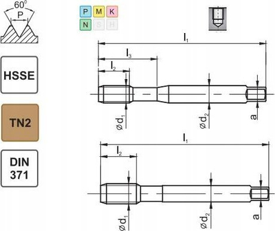 Makine çafte FANAR UNF 10 x 32, HSSE TiN, spirale, ngjyrë ari