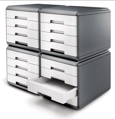 Organizues tavoline Arda MyDesk 18P4PB, 4 sirtarë, plastike, gri e bardhë