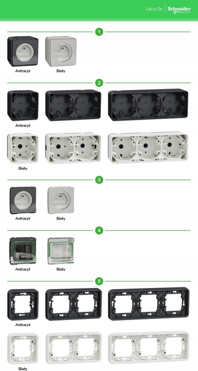 Bazë murale trefishe Schneider Electric Mureva Styl MUR37713, montim sipërfaqësor horizontal, IP55, antracit