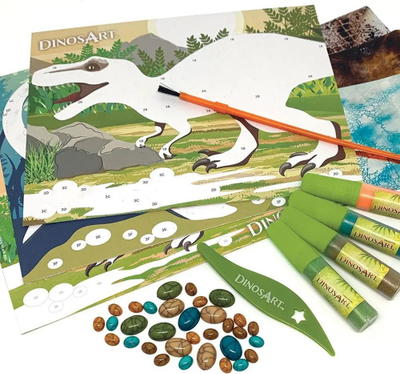 Set kreativ DinosArt Sand &amp; Foil Activity Kit, me dinozaurë, për kalamaj 7+