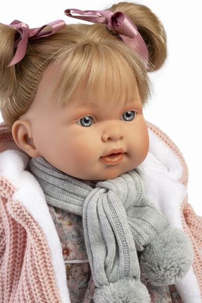 Kukull Llorens Alexa që qan, 42 cm, me zë, me shumë ngjyra