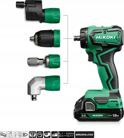 Trapan vidhosës pa kabllo Hikoki DS18DDQ WRZ, 18V, 2x2.0Ah, jeshile me të zezë