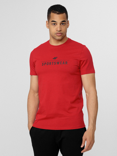 Bluzë T-shirt për burra 4F H4Z22 TSM354, 100% pambuk, me mëngë të shkurtra, e kuqe