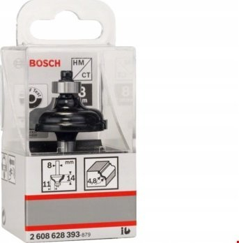 Frezë profili Bosch Accessories 2608628393, gjatësi 57 mm, diametër mbajtëse 8 mm, e zezë
