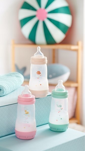 Biberon MAM Perfect Start Anti Kolik, 260 ml, silikon, rozë Sealife