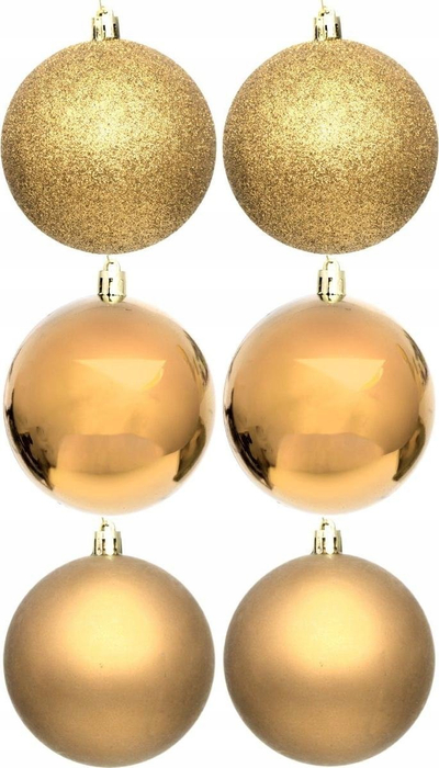 Set topa zbukurimi Xmas Ball, 6 copë, 80mm, ngjyrë flori