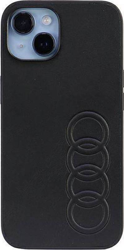 Mbulesë telefoni Audi nga lëkurë sintetike, për iPhone 14 6.1", hardcase, e zezë