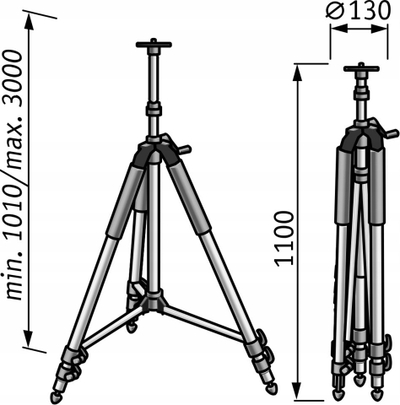 Tripod lazer FLEX LKS 100-300, lartësia 1-3 m, lidhje 5/8", ngjyrë argjendtë