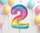 Balon numër Rainbow, 2, folie, 92 cm, shumëngjyrësh
