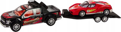 Set lodër makinë pickup me rimorkjo dhe makinë sportive, off road, plastikë, shumëngjyrësh
