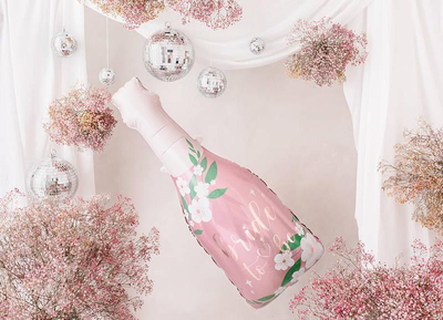 Balonë folie PartyDeco Pink Bottle Bride to Be, 102cm, për helium, rozë