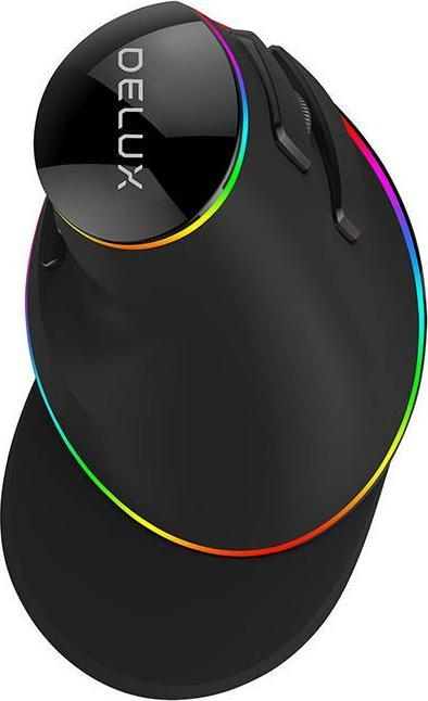 Mouse vertikal DELUX, me kabllo, 4000 DPI, RGB, i zi