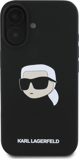Mbrojtëse telefoni Karl Lagerfeld Karl Head, silikon i lëngshëm, për iPhone 16 6.1", e zezë