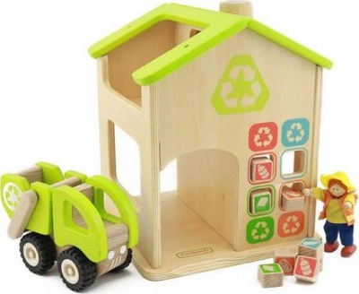 Set druri Masterkidz Recycling Station, lodër edukative me kamion plehrash, ngjyrë jeshile natyrale