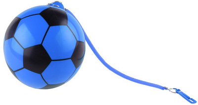 Top gome me dizajn futbolli, dorezë me sustë, 22cm, i kaltër