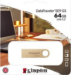 Pendrive Kingston DTSE9G3, 64 GB, USB 3.2 Gen 1, i argjendtë