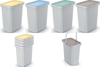 Set koshash plehrash Homebird SYSTEMA, 4x12L, plastikë, gri e hirtë