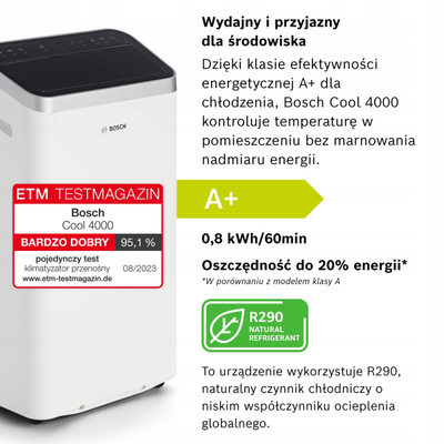 Портабилен клима уред Bosch Cool 4000, 3 во 1, A+, бел