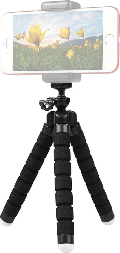 Tripod fleksibël Octopus për kamera dhe smartphone, me kapëse universale, i zi