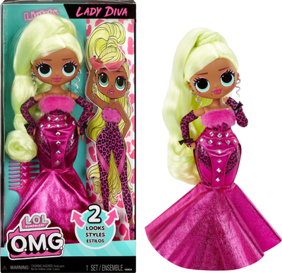 Kukull LOL Surprise OMG Lady Diva, me gjëra shtesë, për mosha 4+, rozë metalike