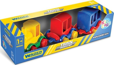 Set tren lodër Wader Kid Cars Train, 3 pjesë, shumëngjyrësh