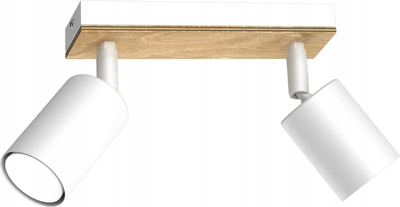 Lampë tavani Luminex Tulon 591, 2 spote, GU10, e bardhë me dru