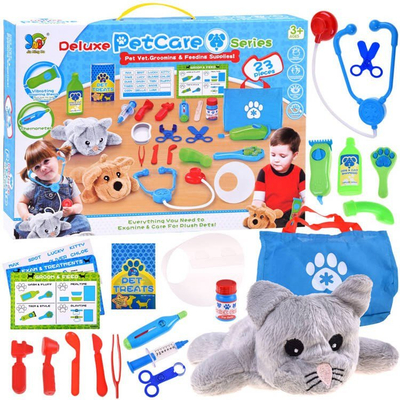 Set lodër veteriner Young Vet ZA3188, mace pelushi, 23 pjesë, shumëngjyrëshe
