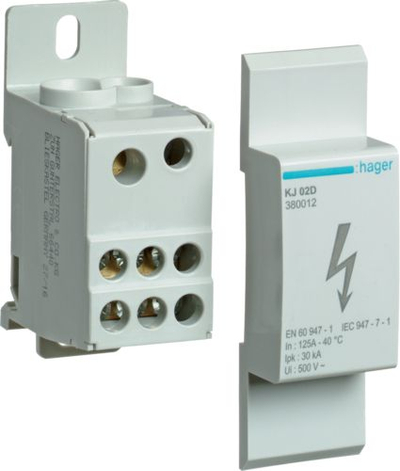 Bllok shpërndarës Hager KJ02D, 1 pol, 125A, 36kA