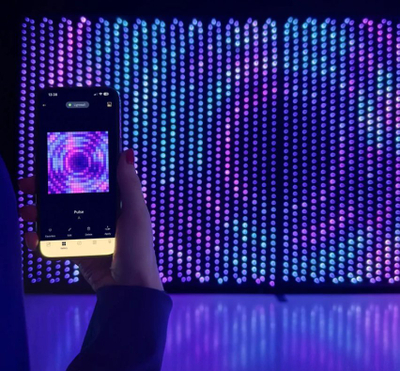 Panel drite LED Twinkly LIGHTWALL, 1120 LED RGB, me komandë nga aplikacioni, i zi