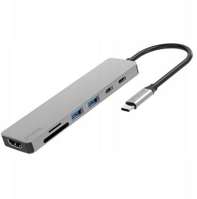 HUB USB-C Proove Iron Link 7n1, HDMI, SD MicroSD, argjend
