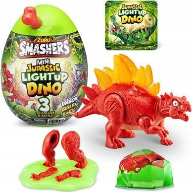 Lodër figurë Zuru Smashers Jurassic Light Up Dino Mini, vezë surprizë, me dino që ndizet, jeshile