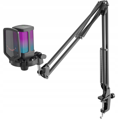 Mikrofon kondensator Fifine Q6T, USB, me krah edhe pop filter, i zi