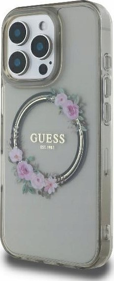 Kapak telefoni Guess GUHMP16XHFWFCK, për iPhone 16 Pro Max 6.9", MagSafe, i zi me lule