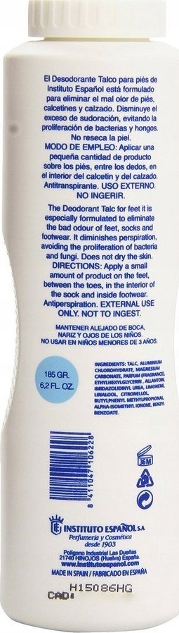 Pudër talk për këmbë Instituto Español Talc Deodorant, 185 g