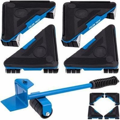 Set rrotullash transportuese për mobilje, kapacitet 300kg, me levë ngritëse, blu