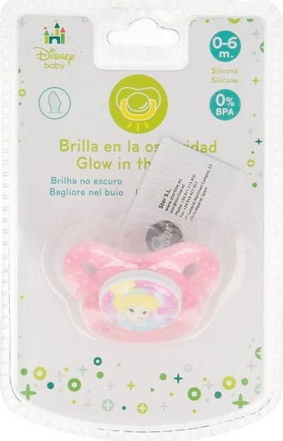Biberon Disney Princess, silikon anatomik 0–6m, që ndriçon në errësirë, rozë