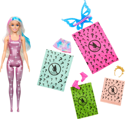 Kukull Barbie Color Reveal Rainbow Galaxy, 6 surpriza, seri me ujë, shumëngjyrëshe