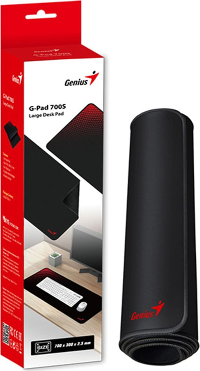 Mousepad Genius G-Pad 700S, 2.5 mm, tekstil, i zi me të kuqe