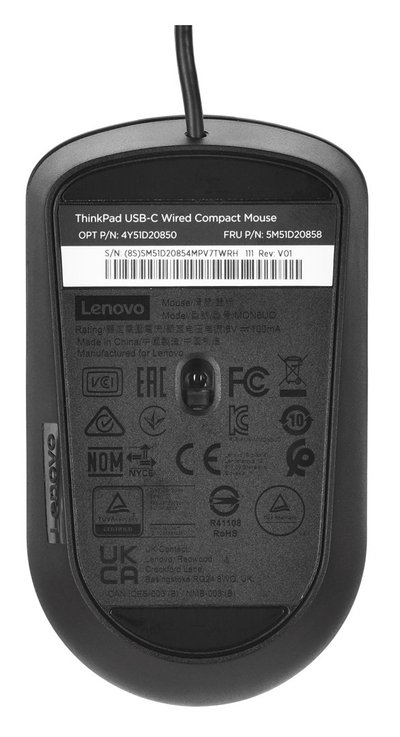 Mашина Lenovo ThinkPad USB-C жичен компактен, со кабел, USB-C, црна