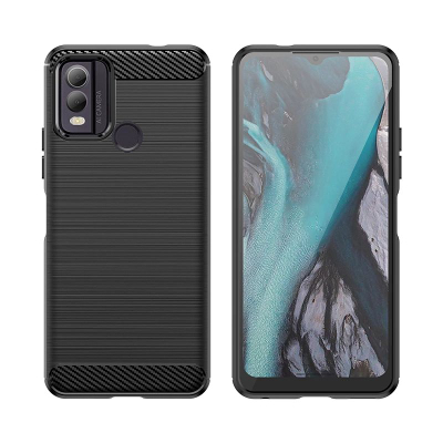 Kapak telefoni Hurtel Silicone Carbon për Nokia C22, TPU, kundra goditjeve, i zi