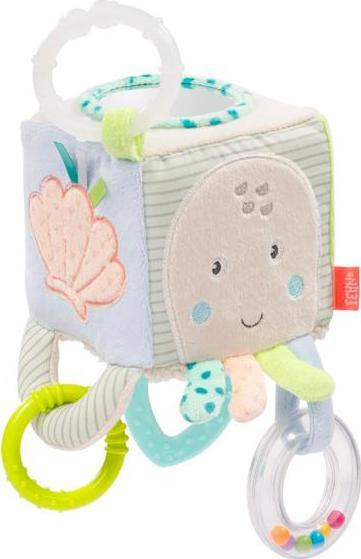 Коцка за активност Fehn Sea Children, со ѕвонче и огледало, со алка за закачување, шарена