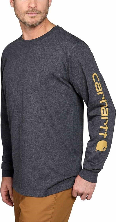 Bluzë Carhartt Logo, pambuk, XXL, gri e errët me të verdhë