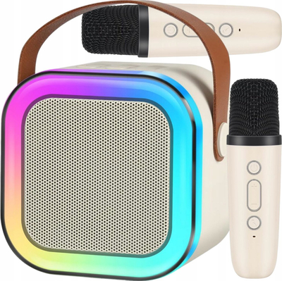 Караоке сет за деца TWS, Bluetooth звучник, 2 безжични микрофони, со RGB светла