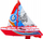 Lodër varkë uji LeanToys Sail Boat, me bateri, lundruese, e kuqe