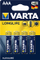 Bateri alkaline Varta Longlife AAA, paketim 4 copë, 1.5V