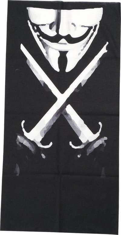 Shall multifunksional pa markë, antibakterial, mikrofiber poliestër, i zi me print